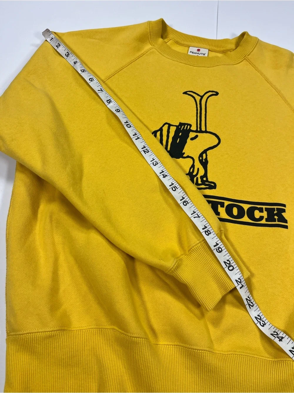 Peanuts Woodstock Yellow Ski Graphic Crewneck Pullover Sweatshirt Size Small